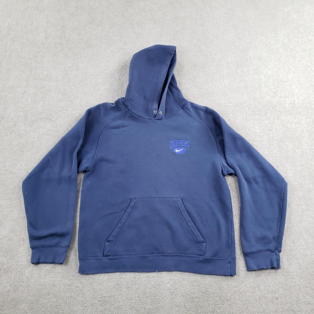 Vintage Nike Hoodie Mens Medium Blue Pullover Hooded Kangaroo Pocket Logo‎
